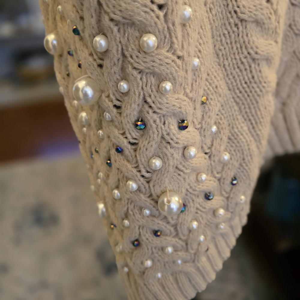 BiBi Light Tan Pearl-Embellished Cardigan - Picture 3 of 6